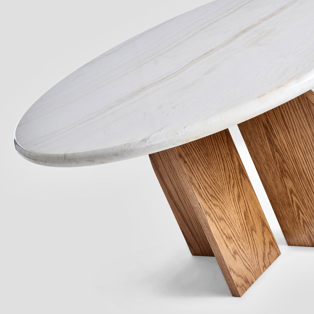 Lake Round Breakfast - Ivory Onyx | Solid Oak