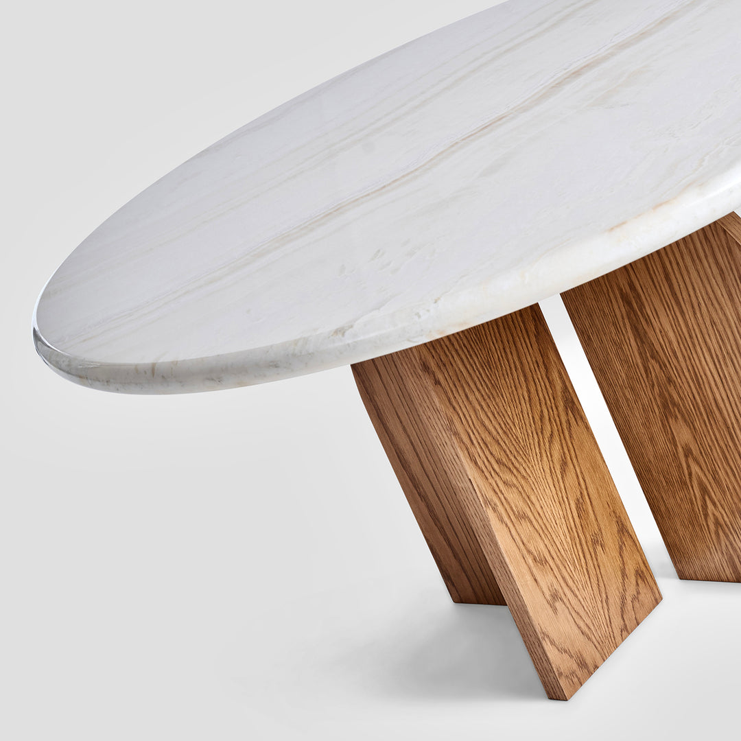 Lake Round Breakfast - Ivory Onyx | Solid Oak