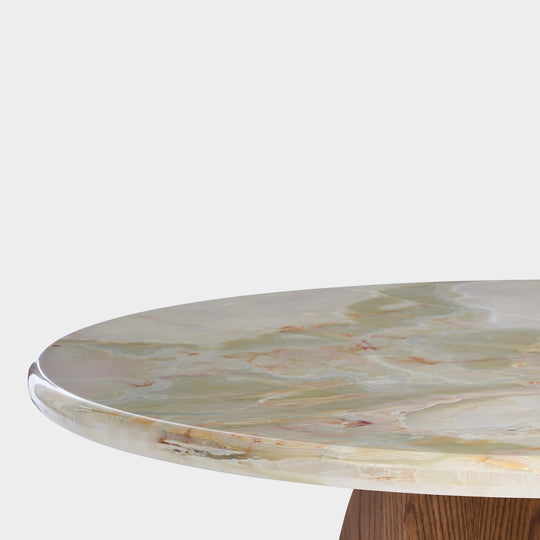 Lake Round Breakfast - Green Onyx | Solid Oak