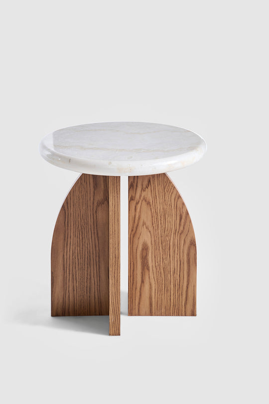 Lake Round Side - Ivory Onyx | Solid Oak
