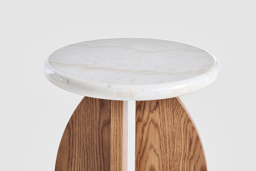 Lake Round Side - Ivory Onyx | Solid Oak