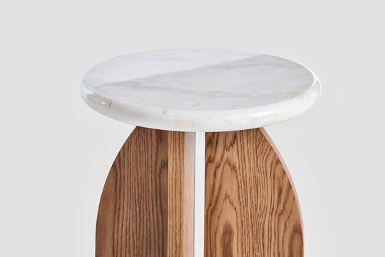 Lake Round Side - Ivory Onyx | Solid Oak