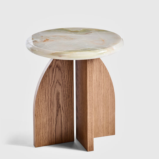 Lake Round Side - Green Onyx | Solid Oak