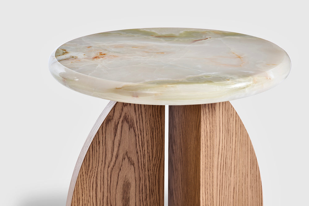Lake Round Side - Green Onyx | Solid Oak