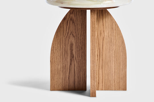 Lake Round Side - Green Onyx | Solid Oak