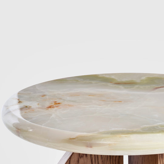 Lake Round Side - Green Onyx | Solid Oak