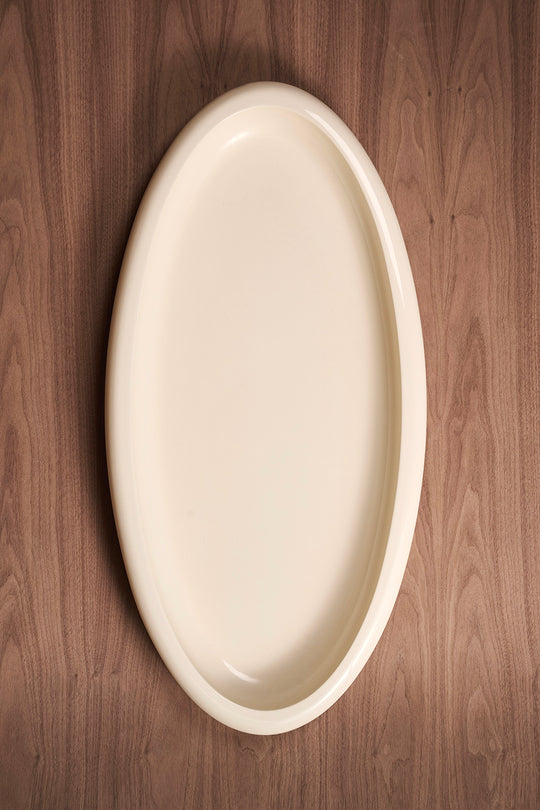 Vanishing While Exploding Tray - Off White High Gloss Oval